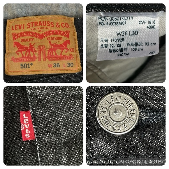 Levi’s 501XX Button Fly Black Denim Straight Leg Jeans Classiccore 36 x 29 - Picture 3 of 12